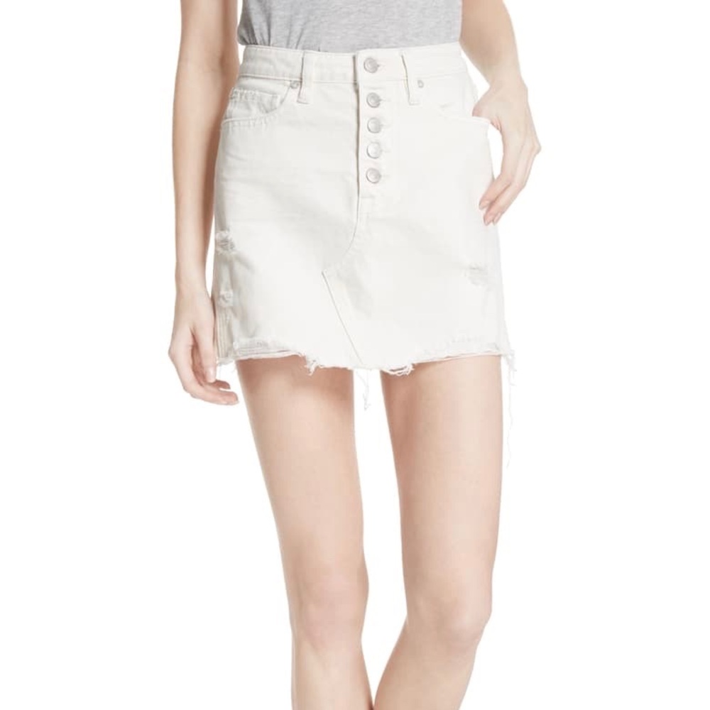 We the Free Denim A-Line Skirt Ivory sz: 30